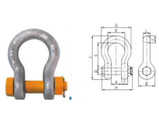 T8级螺栓销轴式弓形卸扣(KBB) ALLOY BOLT TYPE BOW SHACKLES (KBB)