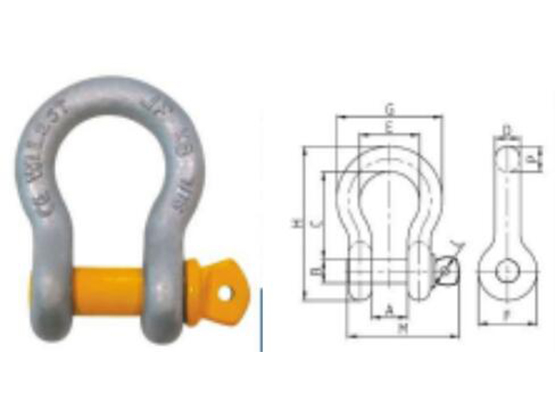 T8级螺纹销轴式弓形卸扣(KB) ALLOY SCREW PIN BOW SHACKLES (KB)