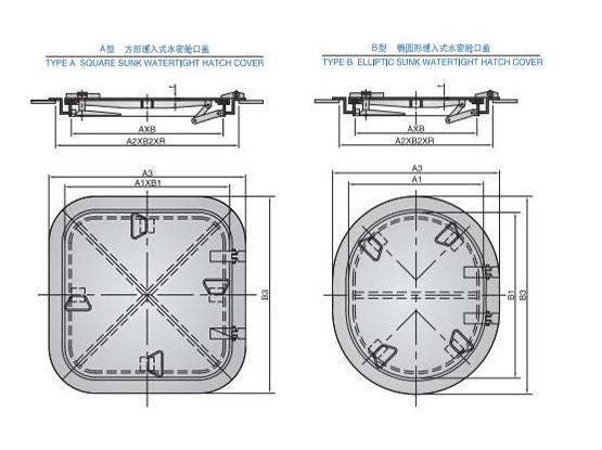 铝质埋入式水密舱口盖 ALUMINIUM SUNK WATERTIGHT HATCH COVER